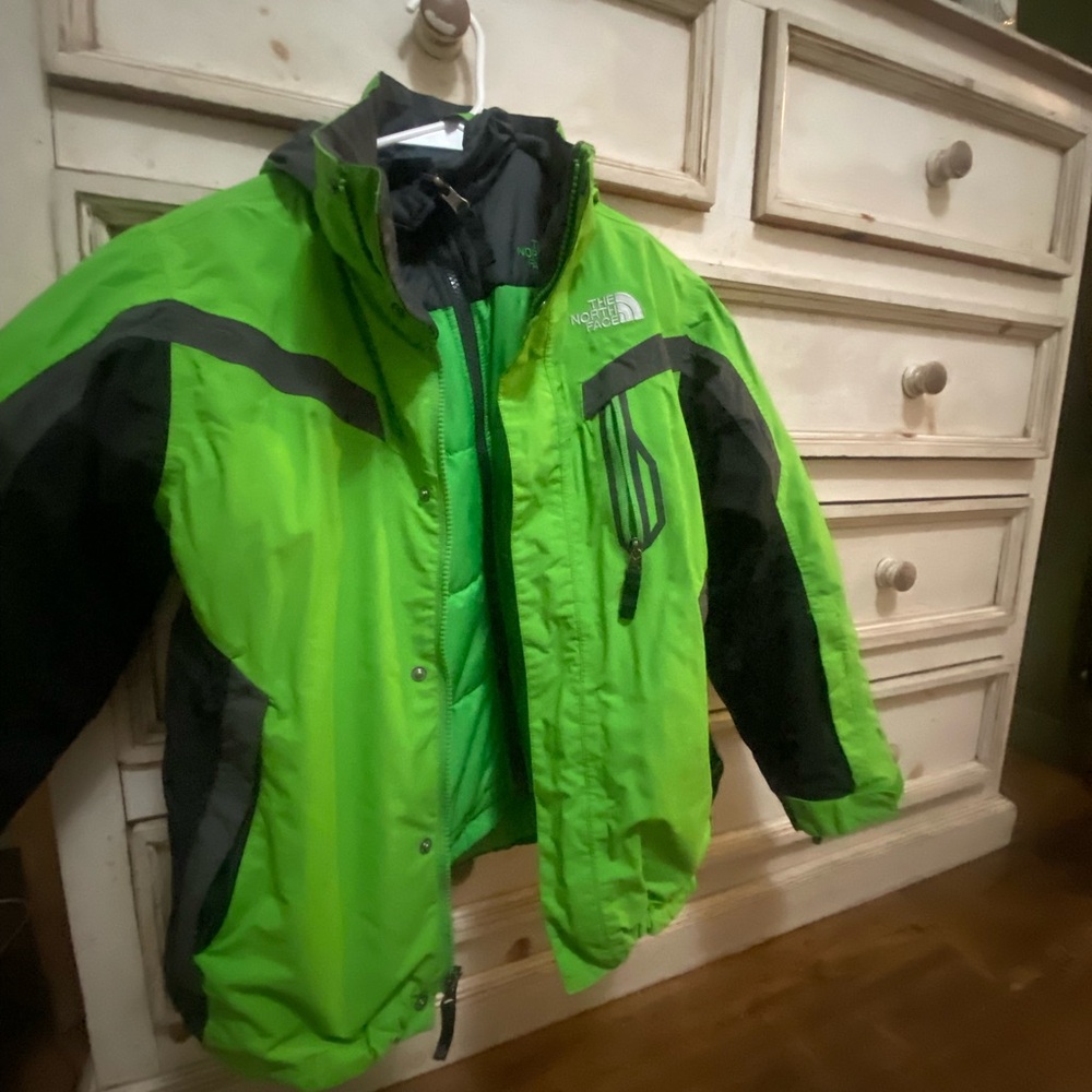 The North Face Kids Lime and Black Puffer Jacket